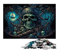 Rompecabezas de Madera de Esqueleto Pirata para Adultos, 1000 Piezas, desafiante Rompecabezas para Adolescentes, diversión Familiar, 50x75cm/19,68x29,52 Pulgadas