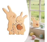Rompecabezas de madera de familia de conejos, 2 - 5 conejos de madera personalizados, rompecabezas de madera de la familia de gatos, rompecabezas personalizados de corazones de Pascua, rompecabezas de