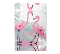 Rompecabezas de madera de flamenco rosa, 1000 piezas, actividad familiar relajante para adultos, rompecabezas colorido de paisaje en caja de plástico, regalo de decoración del hogar