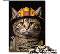 Rompecabezas de Madera de Gato Bombero tamaño 50x75cm, un desafío para la Mente, una Actividad Familiar, decoración del hogar y un Regalo navideño.