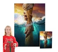 Rompecabezas de madera de Jesús - arte del rompecabezas de mano extendida, actividad nocturna de juego para familias religiosas, diseño inspirado en la fe | Pieza de decoración de pared para sala de
