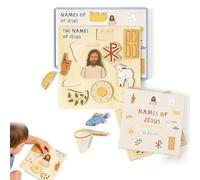 Rompecabezas de Madera de los Nombres de Jesús, Rompecabezas de la Biblia Cristiana para niños pequeños, Rompecabezas de Madera de álamo Extra Gruesos con Caja de Almacenamiento Resistente (1pcs)