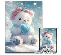 Rompecabezas de Madera de Oso de Peluche Blanco de 1000 Piezas para Adultos, Ideal para Uso Diario y Ocasiones Especiales, 50x75cm