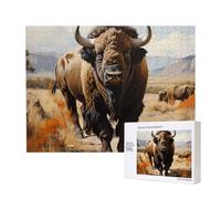Rompecabezas de madera de rebaño de bisontes norteamericanos de 500 piezas, rompecabezas horizontal, ocio familiar y desafío cerebral