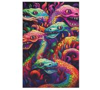 Rompecabezas de madera de serpiente para adultos, 1000 piezas, juego de ajo, rompecabezas para adultos y niños, juguete para exterior y viaje, 78 × 53 cm