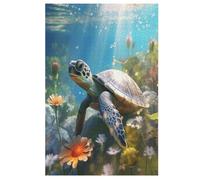 Rompecabezas de madera de tortugas de mar, 1000 piezas, juego de ajo, rompecabezas para adultos y niños, juguete para exteriores y viajes (78 x 53 cm)