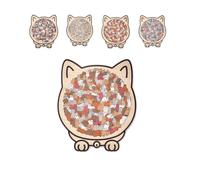 Rompecabezas de madera en forma de gato con marco - Rompecabezas irregulares difíciles, rompecabezas único de animales de madera, color Morandi