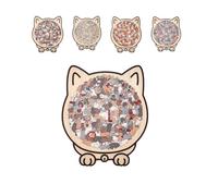 Rompecabezas de madera en forma de gato con marco - Rompecabezas irregulares difíciles, rompecabezas único de animales de madera, color Morandi