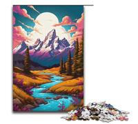 Rompecabezas de Madera Grand Teton de 1000 Piezas Colorido y psicodélico para Adultos 1000 Piezas (38 x 26 cm)