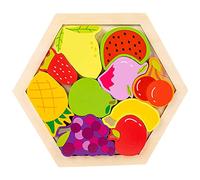 ＡＷＨＡＯ Rompecabezas de Madera, Juguete Educativo de Bloques Apilables, Desarrollo del Pensamiento Lógico para Niños de 4 años en Adelante, Fruta