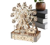 Rompecabezas de madera - Material de tilo | Artesanía con rueda panorámica - 183 piezas musicales LED 580 g, juego cerebral giratorio 3D juego de construcción antiestrés mejora el hobby creativo para