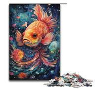 Rompecabezas de Madera para Adultos 1000 Piezas Colorido psicodélico Galaxia Peces Dorados Juego Educativo desafío 1000 Piezas (38 x 26 cm)
