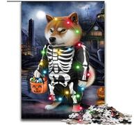 Rompecabezas de Madera para Adultos, 1000 Piezas de Perro Shiba con Disfraz de Calavera, para Adolescentes Mayores de 14 años, decoración del hogar, 50x75cm, cumpleaños