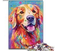 Rompecabezas de Madera para Adultos, 1000 Piezas de un Golden Retriever Sonriente, para Adolescentes Mayores de 14 años, decoración del hogar, 50x75cm, cumpleaños