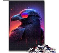 Rompecabezas de Madera para Adultos, 1000 Piezas, diseño de Cuervo retrowave, para Adolescentes Mayores de 14 años, decoración del hogar, 50x75cm, cumpleaños