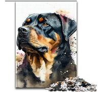 Rompecabezas de Madera para Adultos, 1000 Piezas, diseño de Perro Rottweiler en Acuarela, para Adolescentes Mayores de 14 años, decoración del hogar, 50x75cm, cumpleaños
