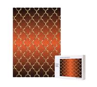 Rompecabezas de Madera para Adultos (300 Piezas, diseño de cuatrifolio Dorado sobre Naranja Quemado) con Caja