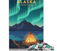 Rompecabezas de Madera para Adultos, 500 Piezas, diseño de la Aurora Boreal de Alaska, para Mayores de 18 años, Juego desafiante, 52 x 38 cm.