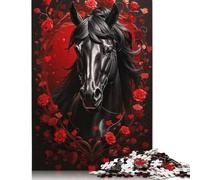 Rompecabezas de Madera para Adultos Belleza Negra en Rosas Rojas, 520 Piezas, (52 x 38 cm)