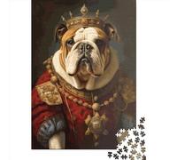 Rompecabezas de Madera para Adultos Bulldog The King de 1000 Piezas. Juguete Educativo antiestrés. Regalo Ideal para Navidad. 1000 Piezas (75x50cm)