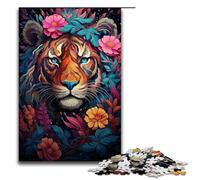 Rompecabezas de Madera para Adultos Colorido psicodélico fantasía Floral Tigre 1000 Piezas para niños a Partir de 12 años Juego desafiante 1000 Piezas (75 x 50 cm)