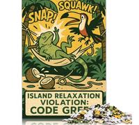 Rompecabezas de Madera para Adultos con el código de violación de Island Relaxation, 500 Piezas, Color Verde, Ideal para Actividades Familiares (52 x 38 cm)