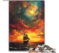 Rompecabezas de Madera para Adultos de 1000 Piezas con diseño de Barco al Atardecer Padres,Parejas y Amigos Mayores de 14 años 50x75cm Ideal para cumpleaños,Vacaciones