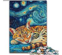 Rompecabezas de Madera para Adultos de 1000 Piezas con diseño de ocelote y Cielo Nocturno Ideal como decoración o Regalo de cumpleaños 50x75cm Manualidad divertidaPerfecto para cumpleaños