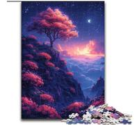 Rompecabezas de Madera para Adultos de 1000 Piezas con Nubes y Flores en Las montañas, Mayores de 14 años 50x75cm Un Rompecabezas desafiante y Relajante para Adolescentes
