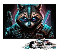 Rompecabezas de Madera para Adultos de 1000 Piezas de Raccoon Ninja, Ideal para Decorar el hogar o la Oficina, 50x75cm/19,68x29,52 Pulgadas.