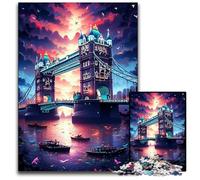 Rompecabezas de Madera para Adultos de 1000 Piezas del Puente de la Torre de Londres Inglaterra Juego Interactivo Familiar para Mayores de 1000 Piezas (75x50cm)