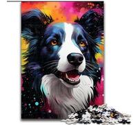 Rompecabezas de Madera para Adultos de 1000 Piezas,diseño de Border Collie Nebula, Mayores de 14 años,50x75cm,Juego de Bricolaje para estimular
