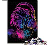Rompecabezas de Madera para Adultos de 1000 Piezas,diseño de Bulldog DJ con Auriculares Ideal como decoración o Regalo de cumpleaños 50x75cm Manualidad divertidaPerfecto para cumpleaños