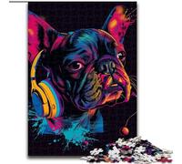 Rompecabezas de Madera para Adultos de 1000 Piezas,diseño de Bulldog DJ con Auriculares,Ideal para Decorar el hogar o la Oficina, Ideal para Juegos interactivos Familiares
