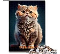 Rompecabezas de Madera para Adultos de 1000 Piezas, diseño de Gato Adorable y educado, Ideal como decoración artística o Regalo de cumpleaños, 50x75cm, Ideal para Juegos interactivos Familiares