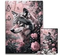 Rompecabezas de Madera para Adultos de 1000 Piezas, diseño de Lobo Rosa, Adultos, Juego Interactivo Familiar, desafío Mental, 50x75cm