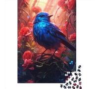 Rompecabezas de Madera para Adultos de 1000 Piezas, diseño de pajarito Azul, Creativo, Juego práctico, decoración Familiar, 1000 Piezas (75 x 50 cm)