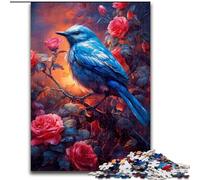 Rompecabezas de Madera para Adultos de 1000 Piezas, diseño de pajarito Azul, tamaño 50x75cm, Juego Interactivo para la Familia, decoración del hogar, Regalo de acertijo.