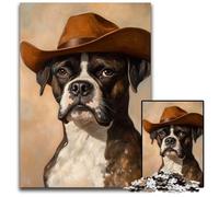 Rompecabezas de Madera para Adultos de 1000 Piezas, diseño de Perro Boxer Vaquero Decoración Colorida para el hogar y Juego Familiar Interactivo 50x75cm