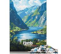 Rompecabezas de Madera para Adultos del Parque Nacional de los Fiordos de Noruega, 1000 Piezas (75 x 50 cm). Ideal para Disfrutar en casa, como Regalo de cumpleaños o de Viaje.