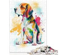 Rompecabezas de Madera para Adultos, diseño Abstracto de Beagle Colorido, 1000 Piezas, para Mayores de 18 años, 1000 Piezas (75 x 50 cm)