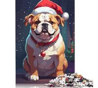 Rompecabezas de Madera para Adultos, diseño de Bulldog navideño, 520 Piezas, para Mayores de 18 años, 520 Piezas (52 x 38 cm)