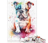Rompecabezas de Madera para Adultos, diseño de Cachorro de Bulldog bebé, 1000 Piezas, para Adultos y Mayores de 18 años, 1000 Piezas (75 x 50 cm)
