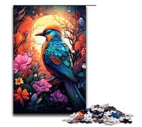 Rompecabezas de Madera para Adultos diseño de pájaro psicodélico Floral de fantasía 1000 Piezas para Adultos y niños Mayores de 14 años Juguete Educativo 75 x 50 cm