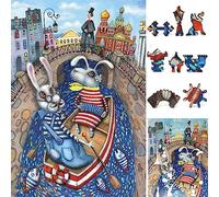 Rompecabezas de madera para adultos, piezas de forma única, fabricado en los Estados Unidos por FoxSmartBox - 405 piezas - Lovers on The River