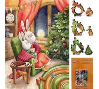 Rompecabezas de madera para adultos, piezas de forma única, fabricado en los Estados Unidos por FoxSmartBox - 240 piezas - Un momento antes de Navidad