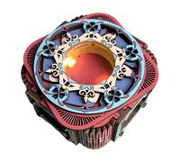 Rompecabezas de madera para adultos, Rompecabezas de madera para niños | Caja de música decorativa de escritorio | Rompecabezas con luz y música, caja de música mecánica, kit de modelos de edificios