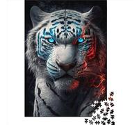 Rompecabezas de Madera para Adultos Tigre Blanco Peligroso de 500 Piezas. Juguete Educativo antiestrés. Regalo Ideal para Navidad. 500 Piezas (52 x 38 cm).