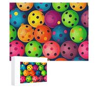 Rompecabezas de madera personalizado de 500 piezas para adultos, diseño de bolas de pickleball, rompecabezas de colores desafiantes para bodas, Navidad, regalos de cumpleaños, decoración artística de
