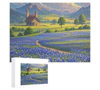 Rompecabezas de madera personalizado de 500 piezas para adultos, rompecabezas de paisaje de Texas Bluebonnets, rompecabezas desafiante para familia, boda, Navidad, cumpleaños, regalos artísticos